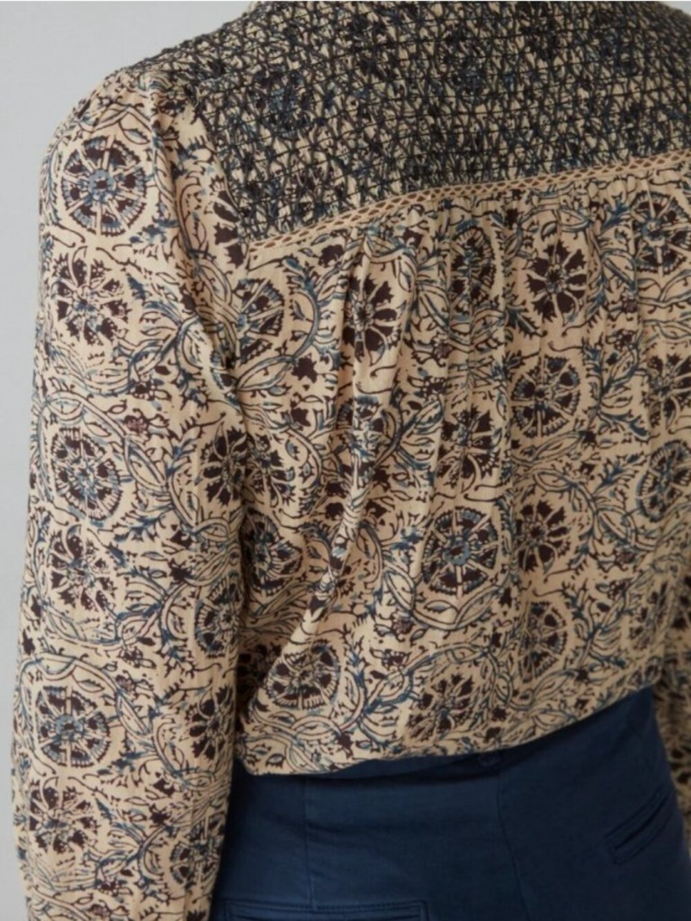 Maison Hotel Phoebe Blouse - Navy Blue Block Print - Picture 5 of 9